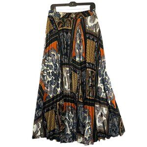 H&M Floral Pleated Wrap Skirt Maxi Midi Earthy Boho Fall Vibes Size Medium NWT